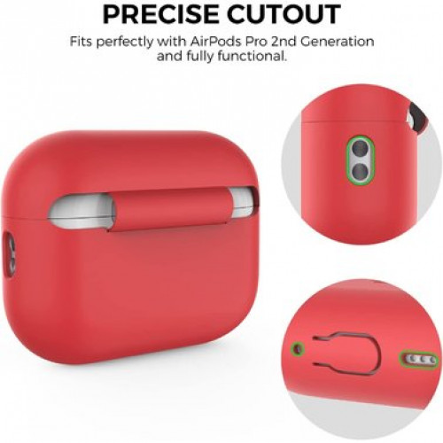 Чехол-накладка (силиконовый) Apple AirPods Pro 2 AhaStyle Silicone Case with strap Red (X003E41MYX)