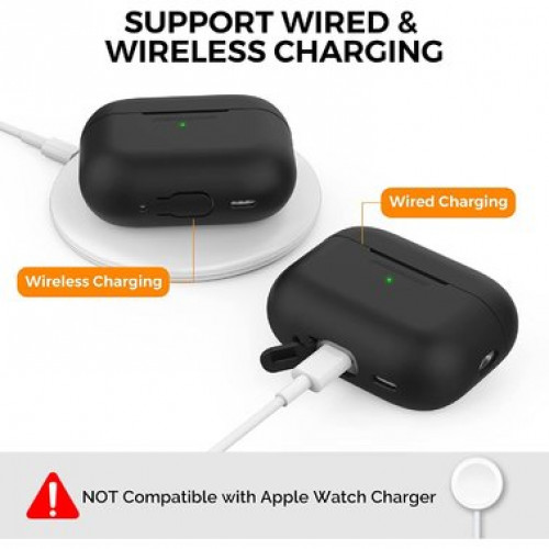 Чехол-накладка (силиконовый) Apple AirPods Pro 2 AhaStyle Silicone Case with strap Black (X003E43NDL)