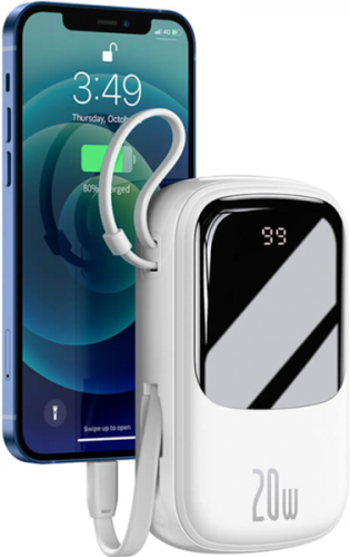 Baseus Qpow Digital Display Quick Charging Power Bank 20W 20000 mAh White (PPQD-H02)