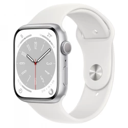 Apple Watch Series 8 GPS 45mm Silver Aluminum Case with White S. Band - M/L (MP6Q3)