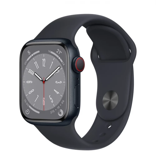Apple Watch Series 8 GPS + Cellular 41mm Midnight Aluminum Case w. Midnight S. Band S/M (MNUV3)