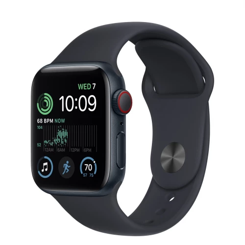 Apple Watch SE 2 GPS + Cellular 40mm Midnight Aluminum Case w. Midnight S. Band - S/M (MNTM3)