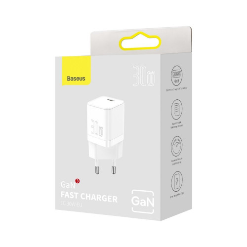Baseus GaN3 Fast Charger 30W 1 Type-C White (CCGN010102)