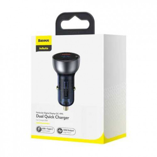 Baseus Particular Digital Display PPS Dual Quick Charger 65W USB + Type-C Silver (CCKX-C0A)