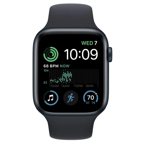 Apple Watch SE 2 GPS 44mm Midnight Aluminum Case w. Midnight S. Band - M/L (MNTG3)