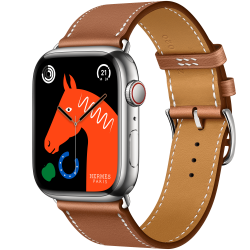 Apple Watch Series 8 GPS + Cellular 45mm Hermes Silver Stainless Steel Case with Gold Single Tour (MNL03)