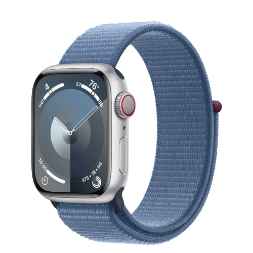Apple Watch Series 9 GPS + Cellular 41mm Silver Alu. Case w. Winter Blue Sport Loop (MRHX3)