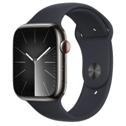 Apple Watch Series 9 GPS + Cellular 45mm Graphite S. Steel Case w. Midnight Sport Band - S/M (MRMV3)