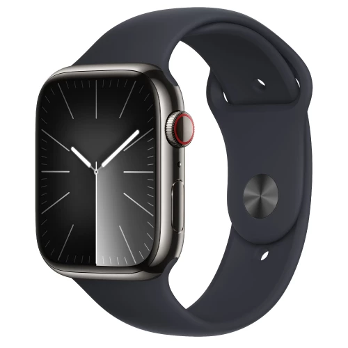Apple Watch Series 9 GPS + Cellular 45mm Graphite S. Steel Case w. Midnight Sport Band - S/M (MRMV3)