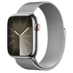 Apple Watch Series 9 GPS + Cellular 45mm Silver S. Steel Case w. Silver Milanese Loop (MRMQ3)