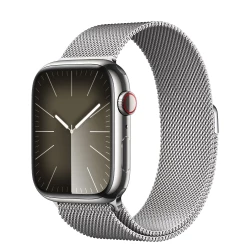 Apple Watch Series 9 GPS + Cellular 41mm Silver S. Steel Case w. Silver Milanese Loop (MRJ43)