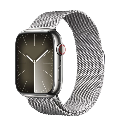 Apple Watch Series 9 GPS + Cellular 41mm Silver S. Steel Case w. Silver Milanese Loop (MRJ43)