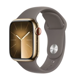 Apple Watch Series 9 GPS + Cellular 41mm Gold S. Steel Case w. Clay S. Band - S/M (MRJ53)