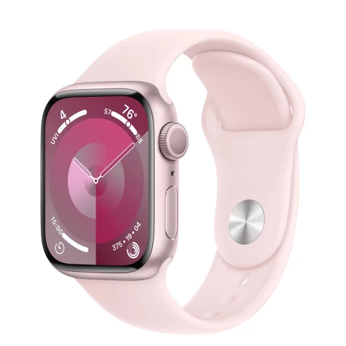 Apple Watch Series 9 GPS 41mm Pink Aluminum Case w. Light Pink Sport Band - M/L (MR943)