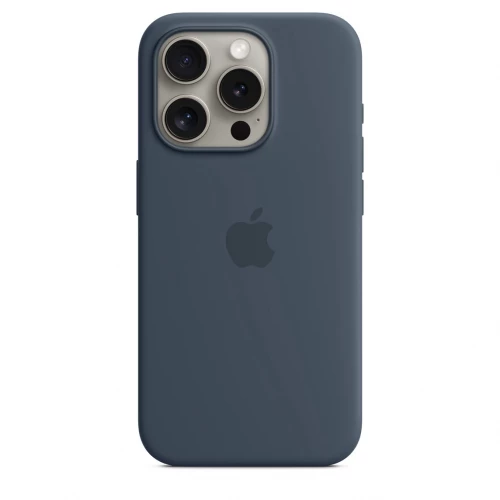 Чохол-накладка (силіконовий) для iPhone 15 Pro Silicone Case High Copy with MagSafe Storm Blue