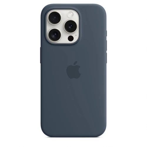 Чохол-накладка (силіконовий) для iPhone 15 Pro Silicone Case High Copy with MagSafe Storm Blue