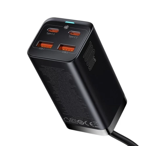 Baseus GaN3 Pro 100W 2 Type-C + 2 USB Black (CCGP000101)