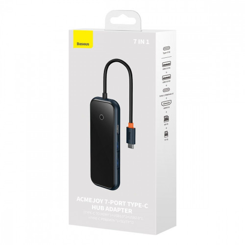 Baseus AcmeJoy 7-Port Type-C HUB (Type-C to HDMI + 2xUSB3.0 + USB2.0 + Type-C PD&Data + SD/TF) Dark Gray (WKJZ010413)