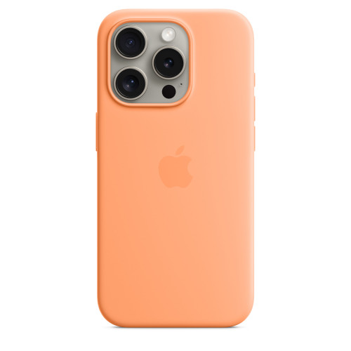 Чохол-накладка (силіконовий) для iPhone 15 Pro Silicone Case High Copy with MagSafe Orange Sorbet