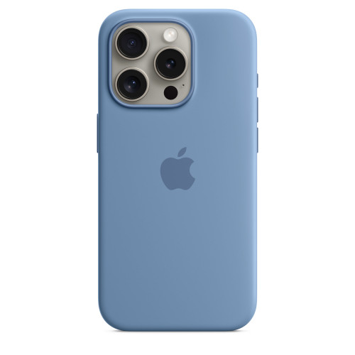 Чехол-накладка (силиконовый) для iPhone 15 Pro Silicone Case High Copy with MagSafe Winter Blue