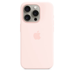 Чохол-накладка (силіконовий) для iPhone 15 Pro Silicone Case High Copy with MagSafe Light Pink