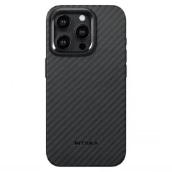 Чохол-накладка (карбоновий) Apple iPhone 15 Pro Pitaka MagEZ Case Pro 4 Twill 1500D Black/Grey (KI1501PP)