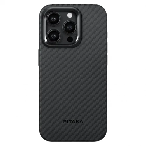 Чехол-накладка (карбоновый) Apple iPhone 15 Pro Pitaka MagEZ Case Pro 4 Twill 1500D Black/Grey (KI1501PP)
