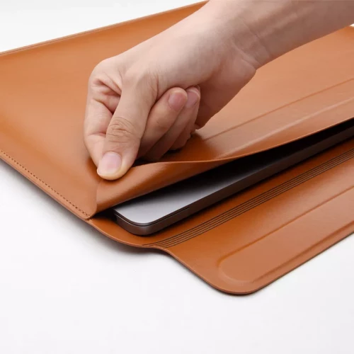 Чехол-папка (кожаный) Apple MacBook Air 13.6" M2 2022 WIWU Skin Pro 2 Leather Sleeve Brown
