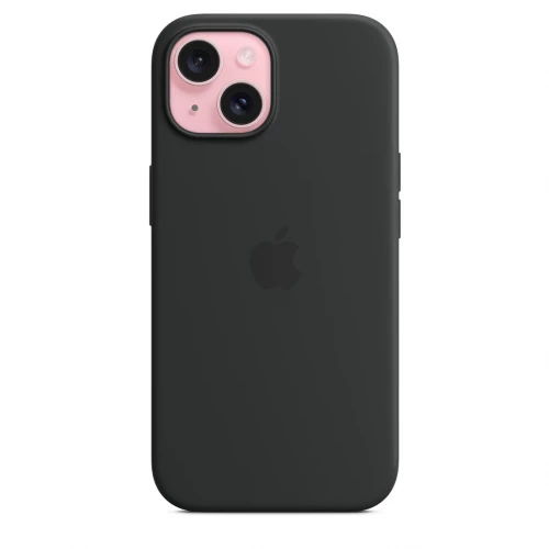 Чехол-накладка (силиконовый) для iPhone 15 Silicone Case High Copy with MagSafe Black