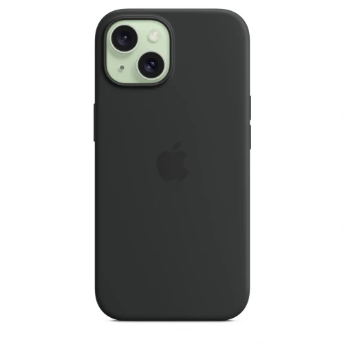 Чехол-накладка (силиконовый) для iPhone 15 Silicone Case High Copy with MagSafe Black