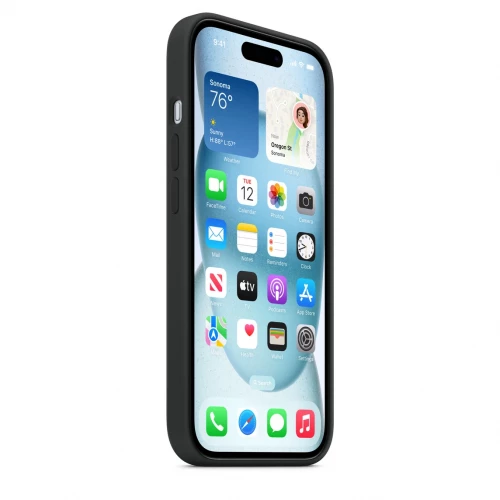 Чехол-накладка (силиконовый) для iPhone 15 Silicone Case High Copy with MagSafe Black