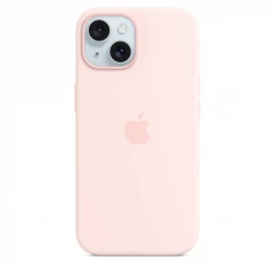 Чохол-накладка (силіконовий) для iPhone 15 Silicone Case High Copy with MagSafe Light Pink