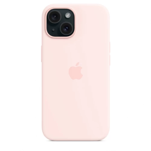 Чехол-накладка (силиконовый) для iPhone 15 Silicone Case High Copy with MagSafe Light Pink
