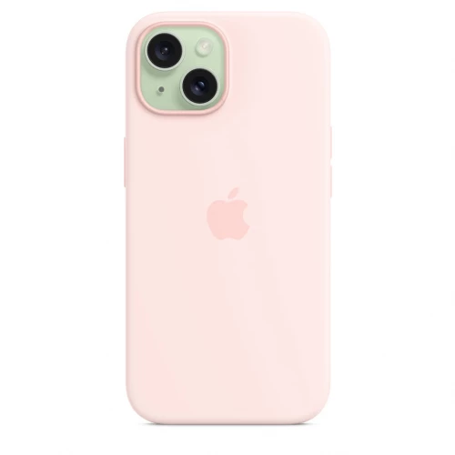 Чехол-накладка (силиконовый) для iPhone 15 Silicone Case High Copy with MagSafe Light Pink