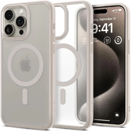 Чехол-накладка (силиконовый) Apple iPhone 15 Pro Max Spigen Ultra Hybrid with MagSafe Frost Natural Titanium (ACS07210)