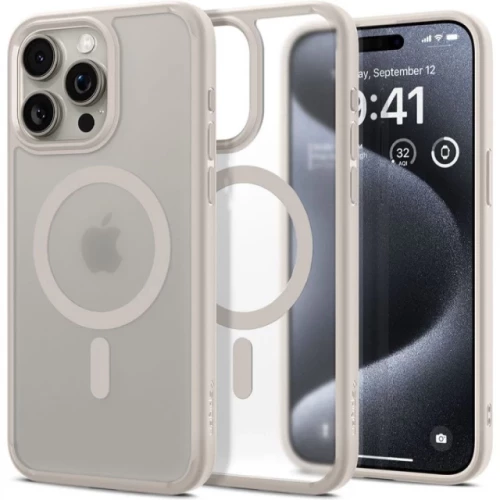 Чехол-накладка (силиконовый) Apple iPhone 15 Pro Spigen Ultra Hybrid with MagSafe Frost Natural Titanium (ACS07215)