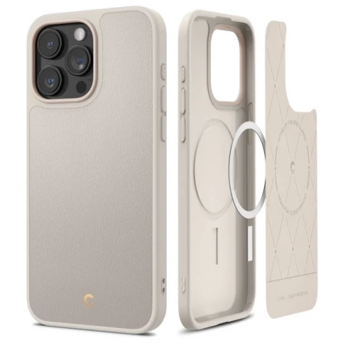 Чехол-накладка (кожаный) Apple iPhone 15 Pro Max Spigen Cyrill Kaju with MagSafe Cream (ACS06633)