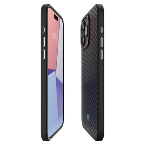 Чехол-накладка (карбоновый) Apple iPhone 15 Pro Max Spigen Enzo Aramid with MagSafe Matte Black (ACS07044)