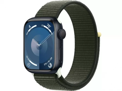 Apple Watch Series 9 GPS 41mm Midnight Aluminum Case with Cypress Sport Loop (MR9L3+MT573)