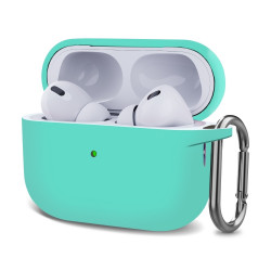 Чохол-накладка (силіконовий) Apple AirPods Pro 2 Silicone Case with Carabine Mint Green