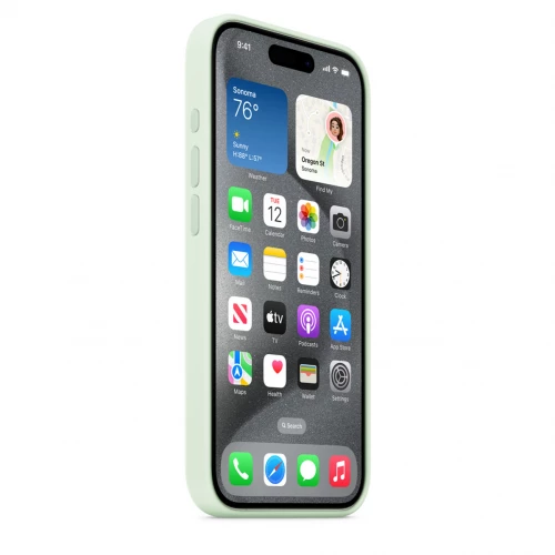 Чехол-накладка (силиконовый) для iPhone 15 Pro Silicone Case High Copy with MagSafe Soft Mint