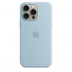 Чохол-накладка (силіконовий) для iPhone 15 Pro Max Silicone Case High Copy with MagSafe Light Blue