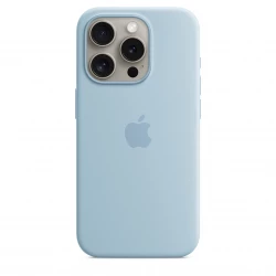 Чохол-накладка (силіконовий) для iPhone 15 Pro Silicone Case High Copy with MagSafe Light Blue