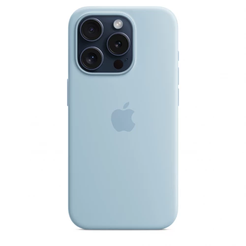 Чохол-накладка (силіконовий) для iPhone 15 Pro Silicone Case High Copy with MagSafe Light Blue