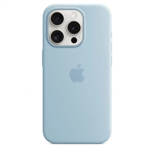Чохол-накладка (силіконовий) для iPhone 15 Pro Silicone Case High Copy with MagSafe Light Blue