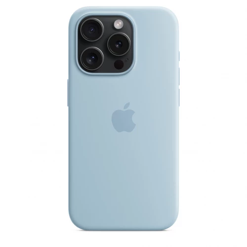 Чохол-накладка (силіконовий) для iPhone 15 Pro Silicone Case High Copy with MagSafe Light Blue