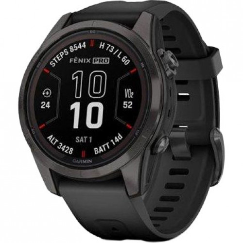 Garmin Fenix 7S Pro Sapphire Solar Carbon G. DLC Tit. with Black Band (010-02776-10/11/54)