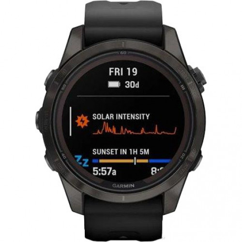 Garmin Fenix 7S Pro Sapphire Solar Carbon G. DLC Tit. with Black Band (010-02776-10/11/54)