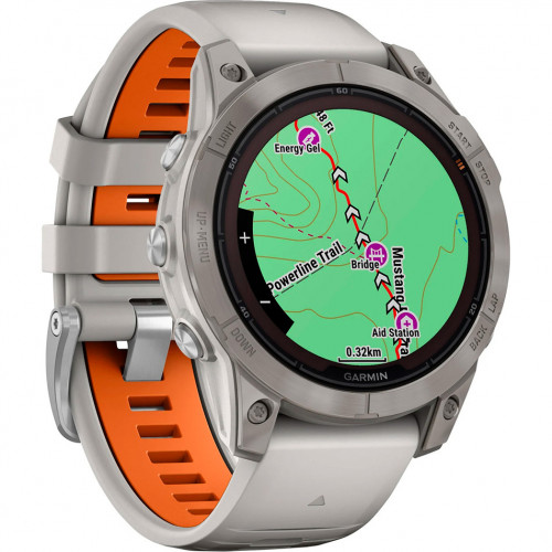 Garmin Fenix 7 Pro Sapphire Solar Titanium w. Fog Gray/Ember O. Band (010-02777-20/21)