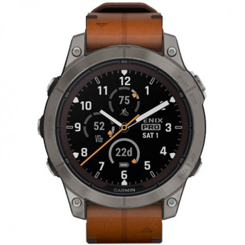 Garmin Fenix 7 Pro Sapphire Solar Titanium with Chestnut L. Band (010-02777-30)